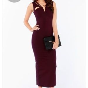 Lulu's Cut Out Maxi Dress in Burgundy - S